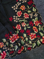 Mameraa Sarees Black Matka Silk Saree With Heavy Floral Embroidery Border With Running Blouse-Black | Grocsy
