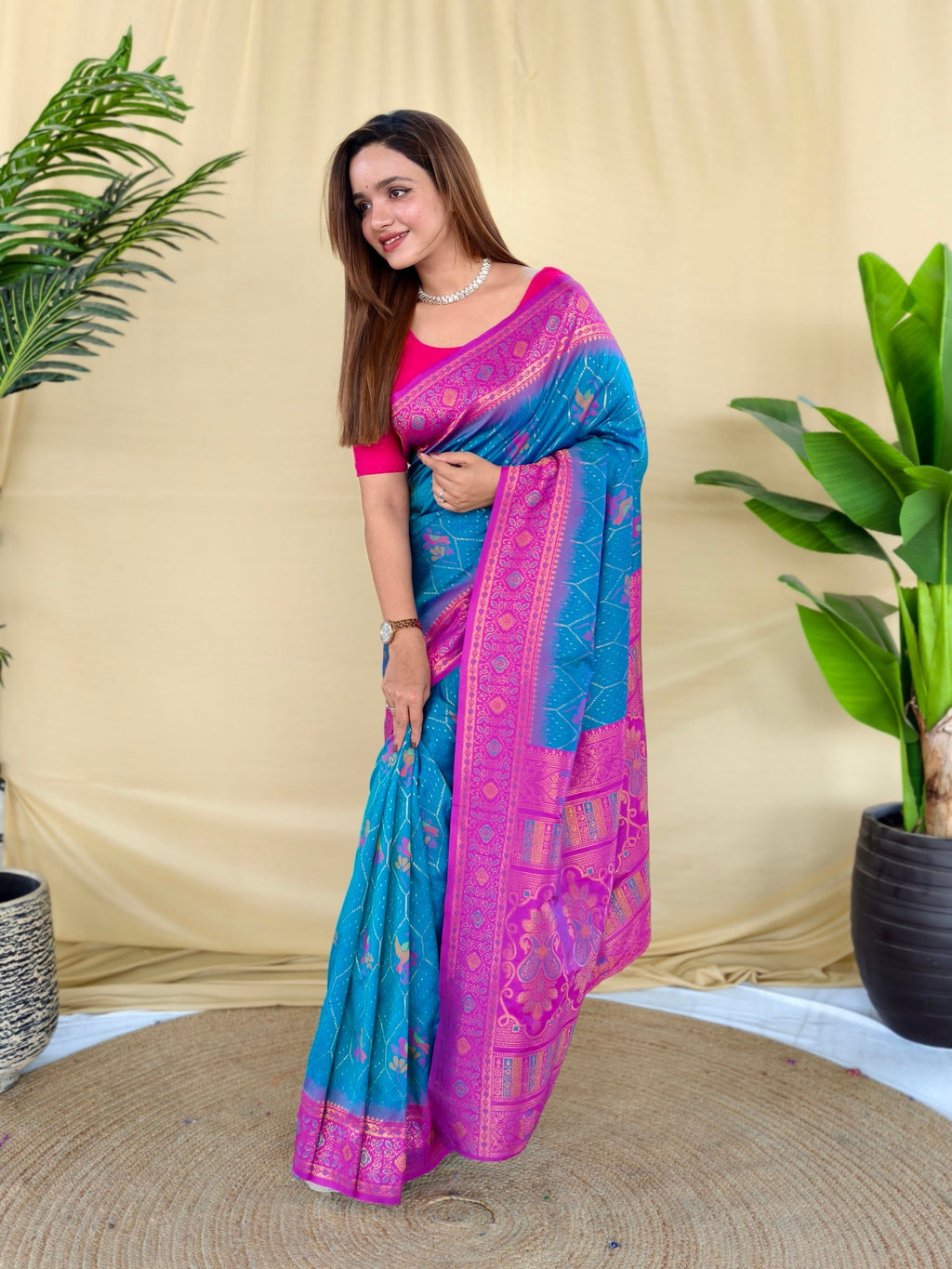 Mameraa Sarees Sky Silk Saree Featuring Elegant Traditional Motifs All Over The Saree With Contrast Blouse-Sky_Blue | Grocsy