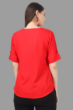 House of RP Women Red Rayon Solid Casual Tunic | Grocsy