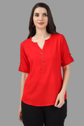 House of RP Women Red Rayon Solid Casual Tunic | Grocsy