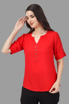 House of RP Women Red Rayon Solid Casual Tunic | Grocsy