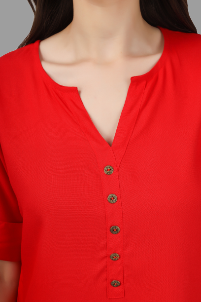 House of RP Women Red Rayon Solid Casual Tunic | Grocsy