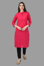 House of RP Women's Pink Solid Cotton Straight Kurta | Grocsy