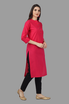 House of RP Women's Pink Solid Cotton Straight Kurta | Grocsy
