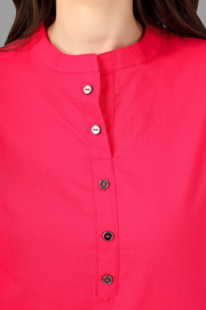 House of RP Women's Pink Solid Cotton Straight Kurta | Grocsy