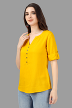 House of RP Women Yellow Rayon Solid Casual Tunic | Grocsy