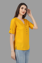 House of RP Women Yellow Rayon Solid Casual Tunic | Grocsy