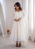 Evanik Women Off White Ethnic Anarkali Kurta Set for Festive & Wedding Wear | Grocsy
