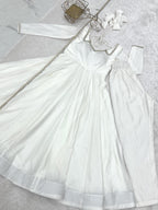 Evanik Women Off White Ethnic Anarkali Kurta Set for Festive & Wedding Wear | Grocsy