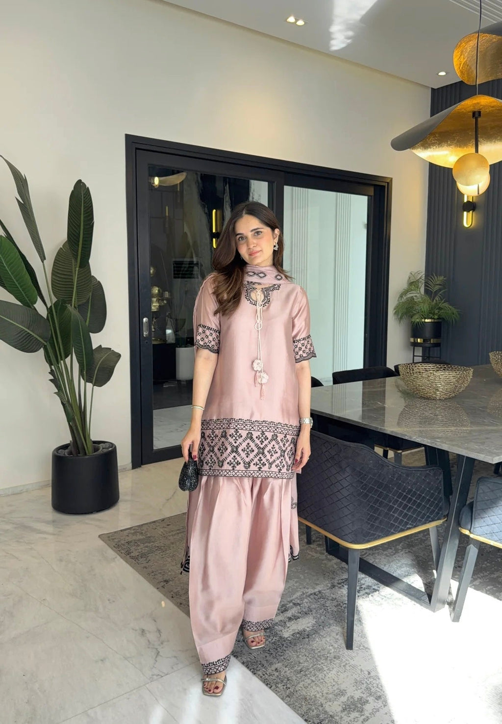 Yash Enterprise Cream Crepe Silk Party Wear Embroidery Farshi Suit Set | Grocsy