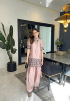 Yash Enterprise Cream Crepe Silk Party Wear Embroidery Farshi Suit Set | Grocsy