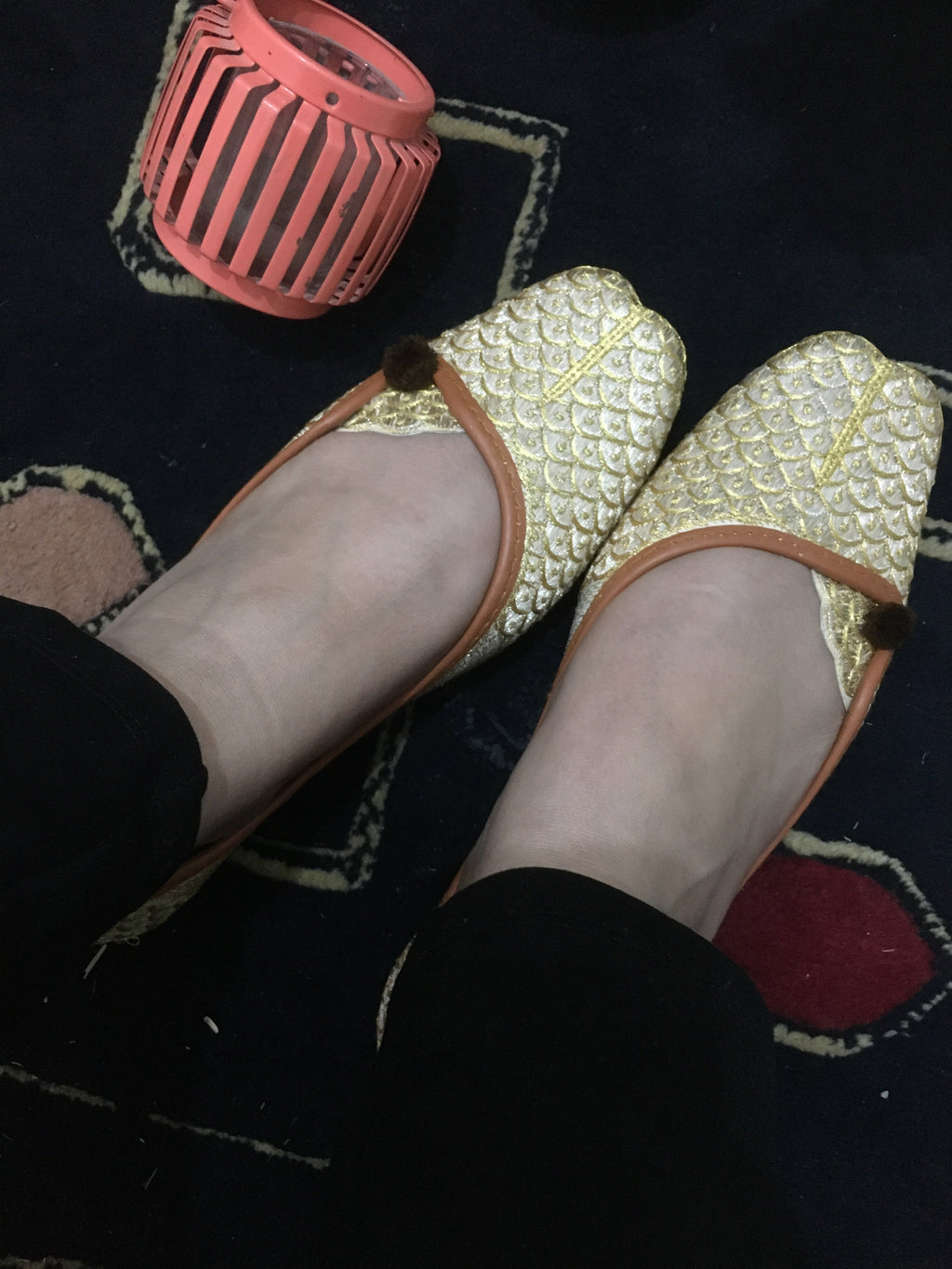Desi Colour Women Indian Ethnic Footwear-Gold Side Flip-2 | Grocsy