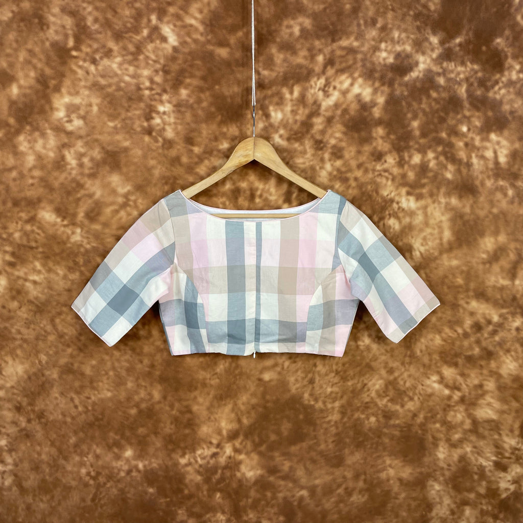 Neck Check Multi Color Coloured Cotton Ready to Wear Blouse - kapda Tailor | Grocsy