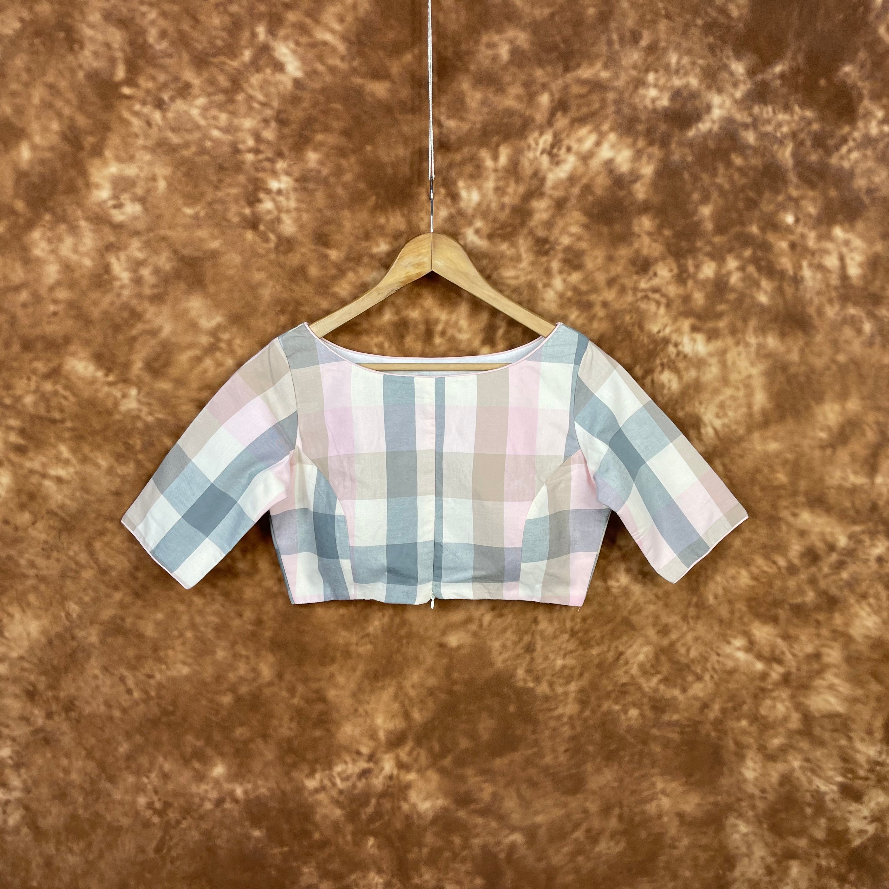 Neck Check Multi Color Coloured Cotton Ready to Wear Blouse - kapda Tailor | Grocsy