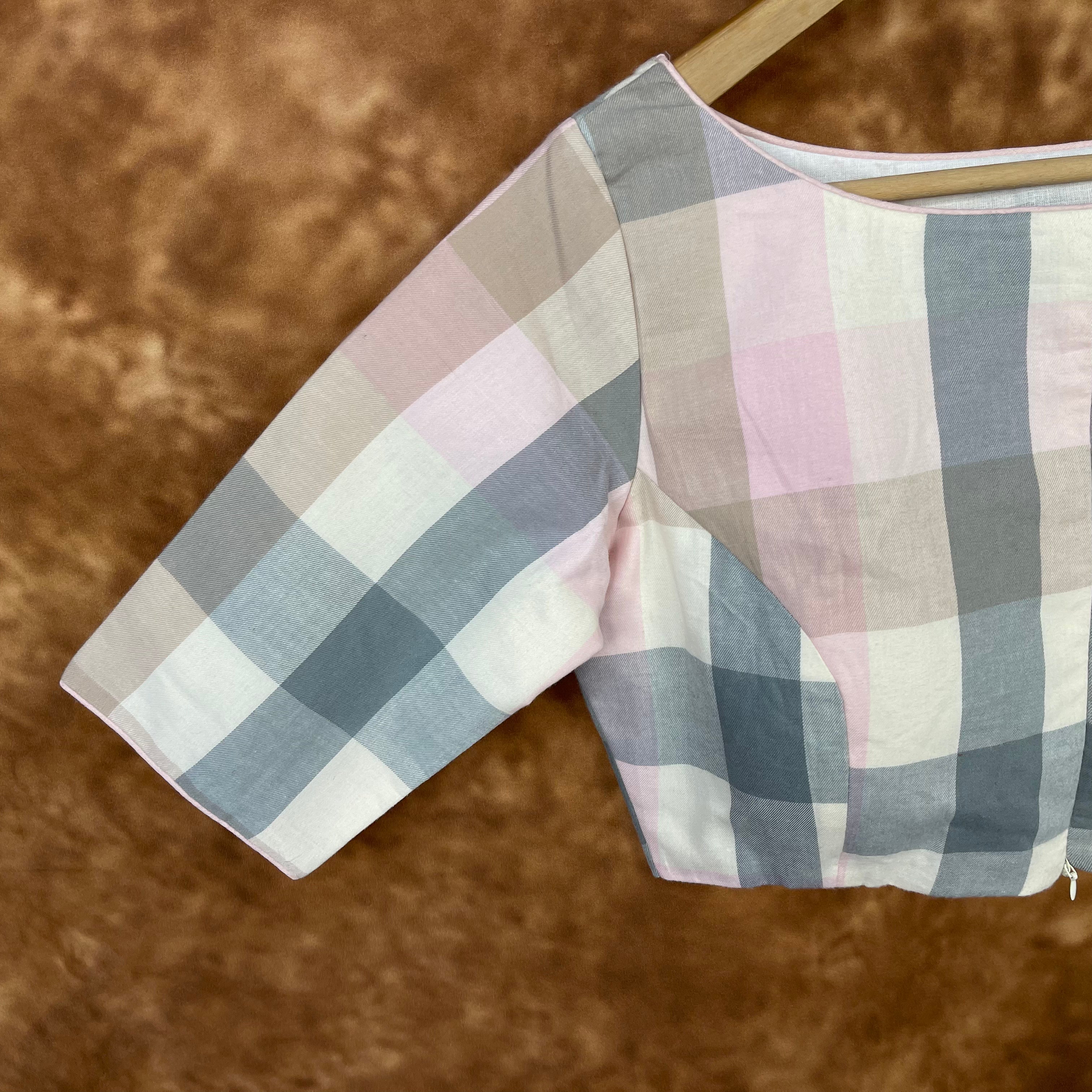 Neck Check Multi Color Coloured Cotton Ready to Wear Blouse - kapda Tailor | Grocsy