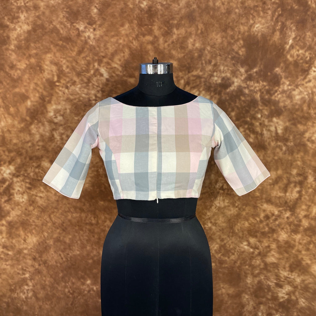 Neck Check Multi Color Coloured Cotton Ready to Wear Blouse - kapda Tailor | Grocsy