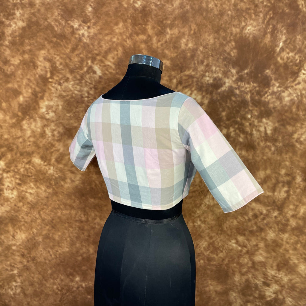 Neck Check Multi Color Coloured Cotton Ready to Wear Blouse - kapda Tailor | Grocsy