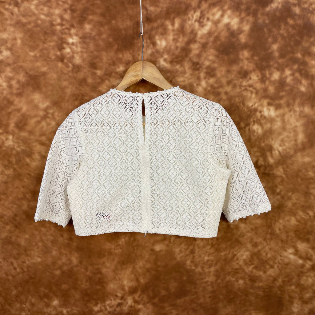 Radiant Glow Cream Coloured Cotton Less Ready to Wear Blouse - kapda Tailor | Grocsy
