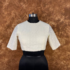 Radiant Glow Cream Coloured Cotton Less Ready to Wear Blouse - kapda Tailor | Grocsy