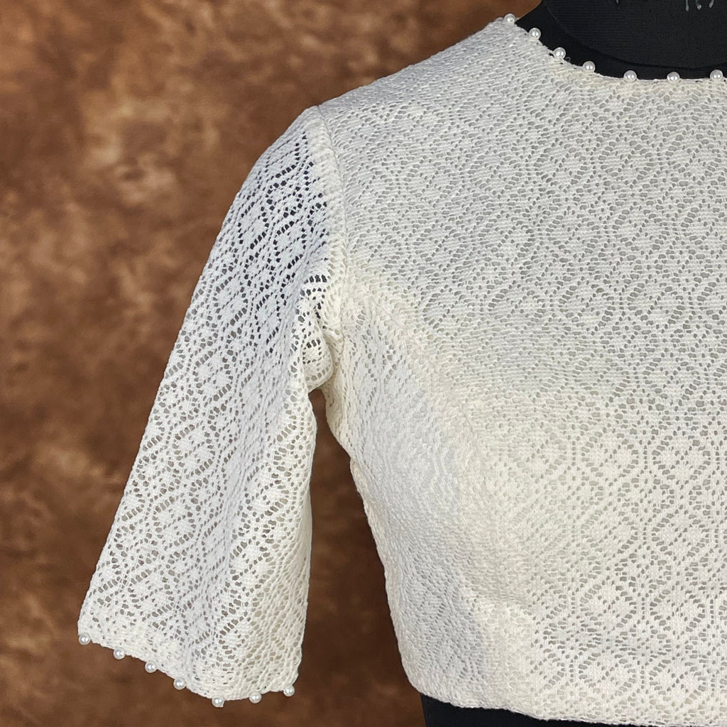 Radiant Glow Cream Coloured Cotton Less Ready to Wear Blouse - kapda Tailor | Grocsy