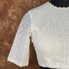 Radiant Glow Cream Coloured Cotton Less Ready to Wear Blouse - kapda Tailor | Grocsy