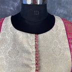 Icy Cool Pink Coloured Broket Silk Ready to Wear Blouse - kapda Tailor | Grocsy