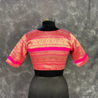 Icy Cool Pink Coloured Broket Silk Ready to Wear Blouse - kapda Tailor | Grocsy