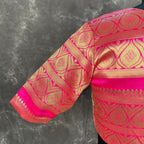 Icy Cool Pink Coloured Broket Silk Ready to Wear Blouse - kapda Tailor | Grocsy