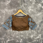 Divine Brown Brown Coloured Chanderi Cotton Weaving Pattern Ready to Wear Blouse - kapda Tailor | Grocsy