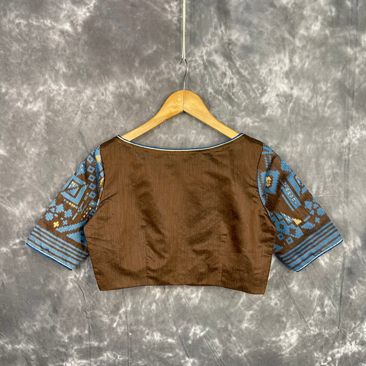 Divine Brown Brown Coloured Chanderi Cotton Weaving Pattern Ready to Wear Blouse - kapda Tailor | Grocsy
