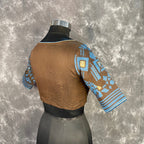 Divine Brown Brown Coloured Chanderi Cotton Weaving Pattern Ready to Wear Blouse - kapda Tailor | Grocsy