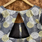 Multi Print Facade Ash Grey Coloured Silk Ready to Wear Blouse - kapda Tailor | Grocsy