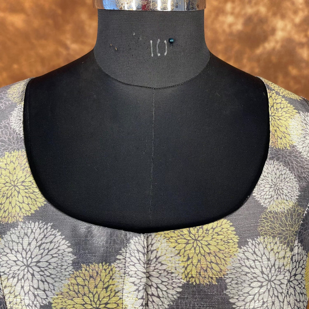 Multi Print Facade Ash Grey Coloured Silk Ready to Wear Blouse - kapda Tailor | Grocsy