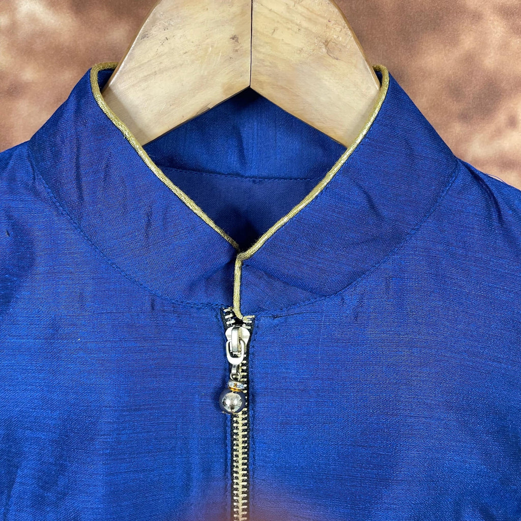 Cut Piece Fashion Royal Blue Coloured Silk Ready to Wear Blouse - kapda Tailor | Grocsy