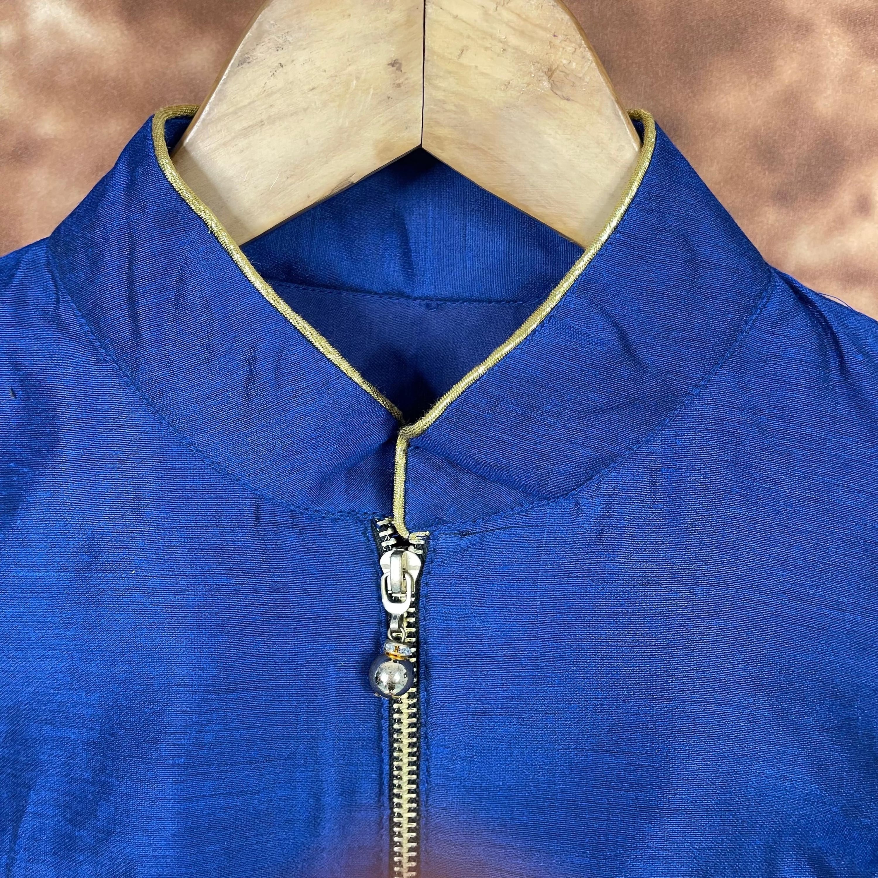 Cut Piece Fashion Royal Blue Coloured Silk Ready to Wear Blouse - kapda Tailor | Grocsy