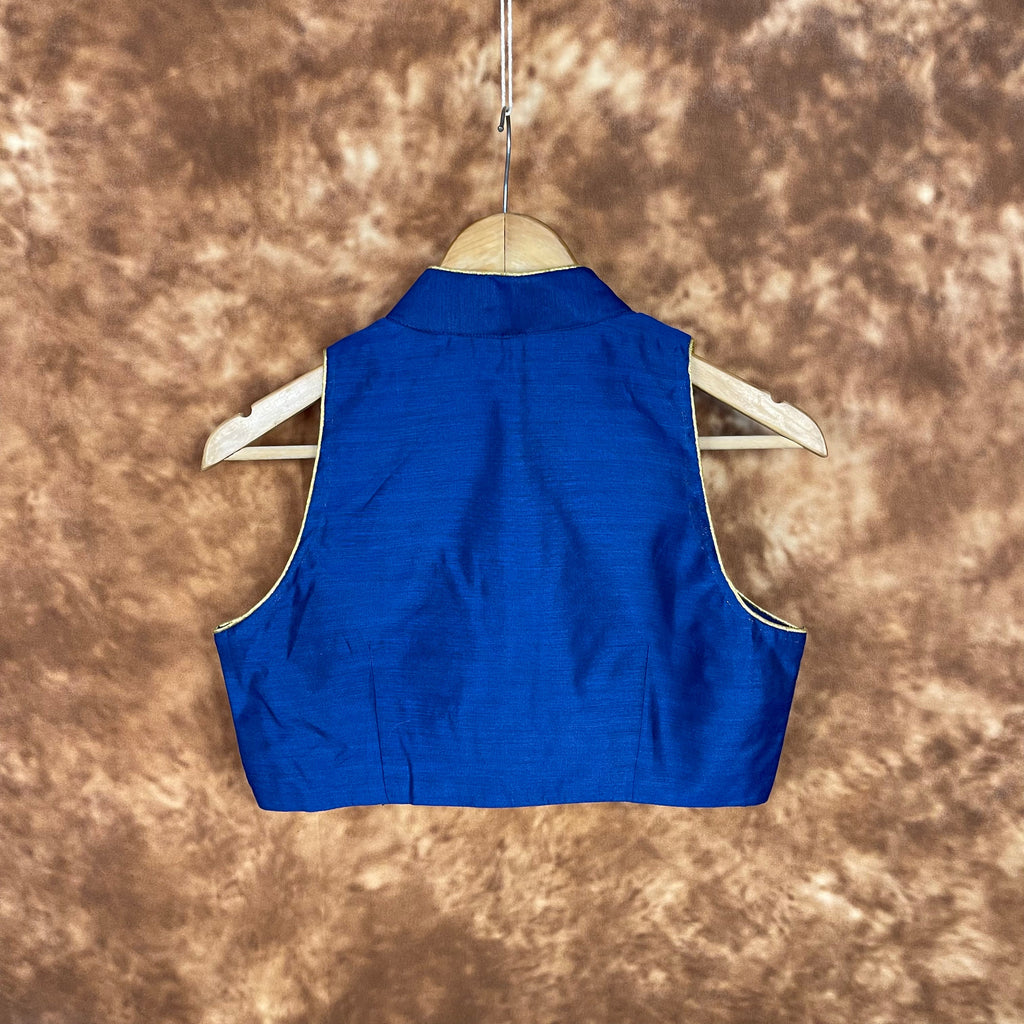 Cut Piece Fashion Royal Blue Coloured Silk Ready to Wear Blouse - kapda Tailor | Grocsy