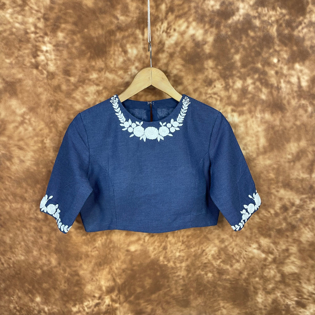Jardosi Justajoo Blue Coloured Cotton Ready to Wear Blouse - kapda Tailor | Grocsy