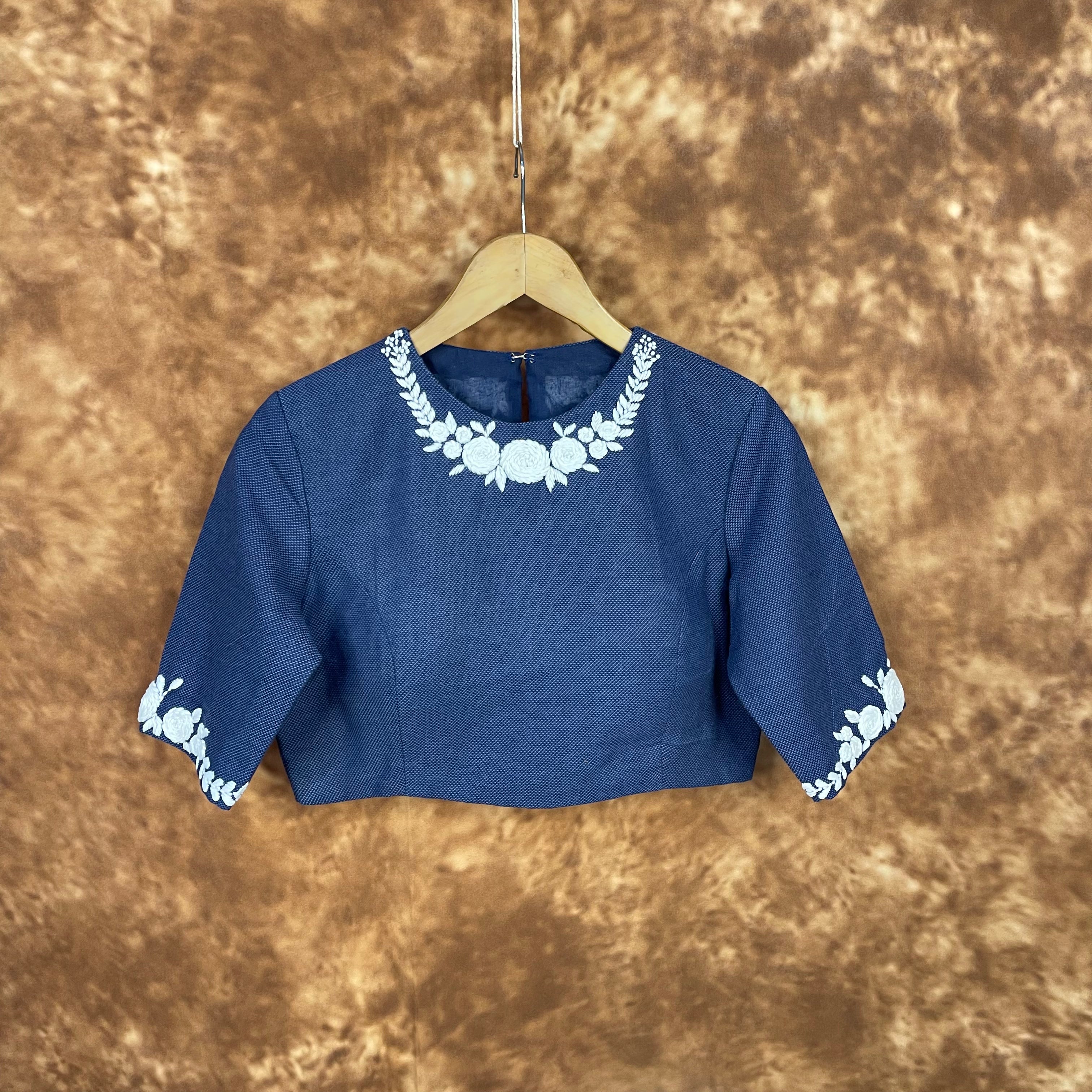 Jardosi Justajoo Blue Coloured Cotton Ready to Wear Blouse - kapda Tailor | Grocsy