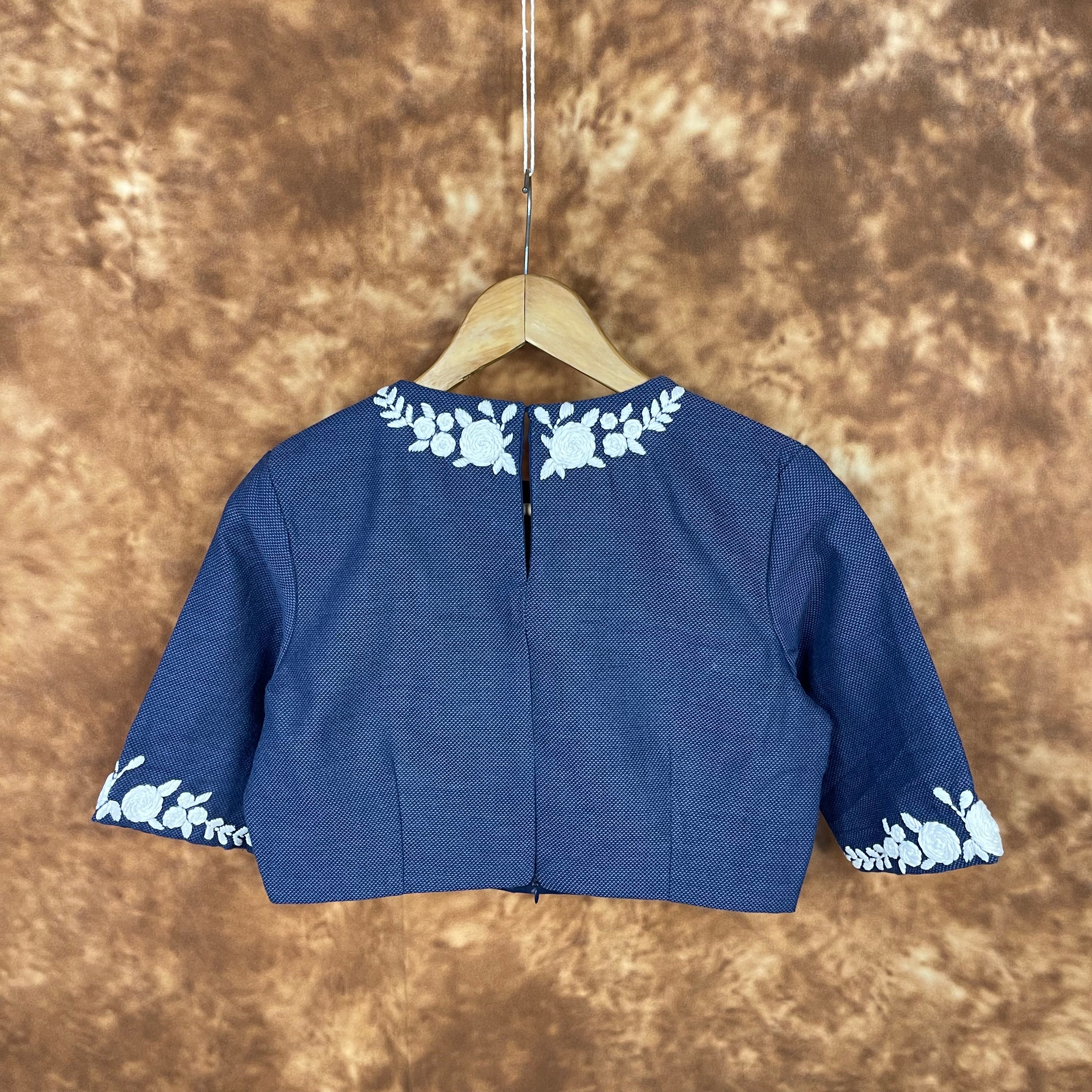 Jardosi Justajoo Blue Coloured Cotton Ready to Wear Blouse - kapda Tailor | Grocsy