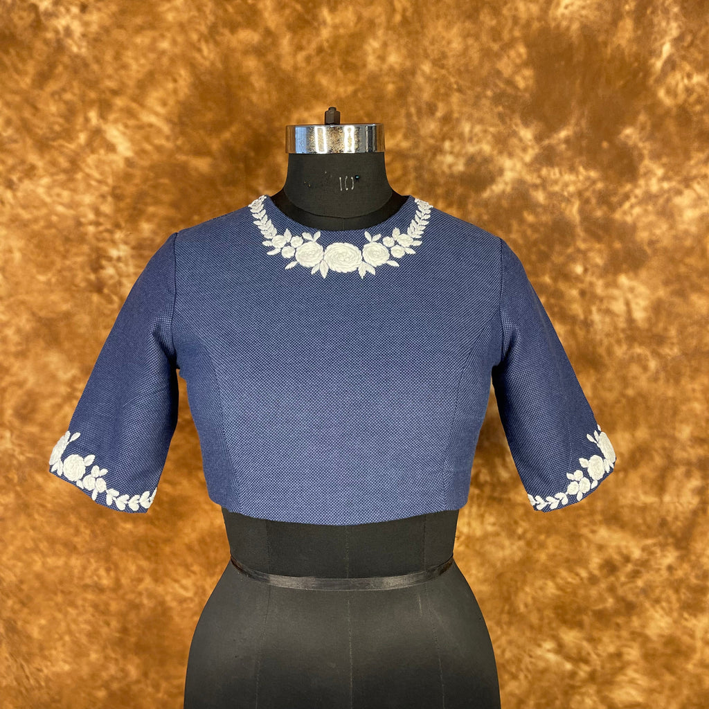 Jardosi Justajoo Blue Coloured Cotton Ready to Wear Blouse - kapda Tailor | Grocsy
