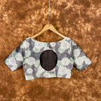 Festive Rush Grey Coloured Silk Ready to Wear Blouse - kapda Tailor | Grocsy