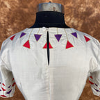 Silk Triangle Cream Coloured Silk Ready to Wear Blouse - kapda Tailor | Grocsy