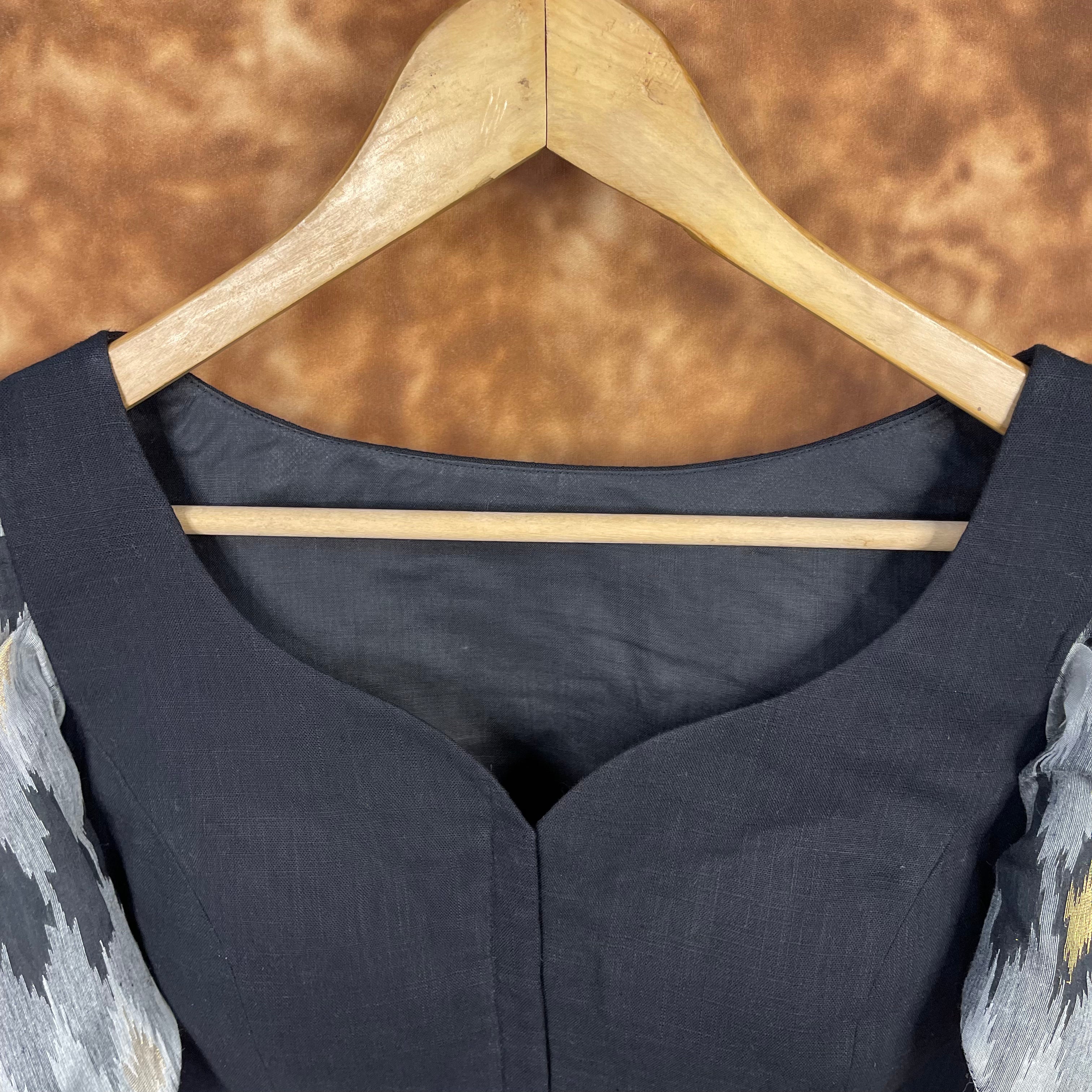 Aurora Black Black Coloured Cotton / Chanderi Ready to Wear Blouse - kapda Tailor | Grocsy