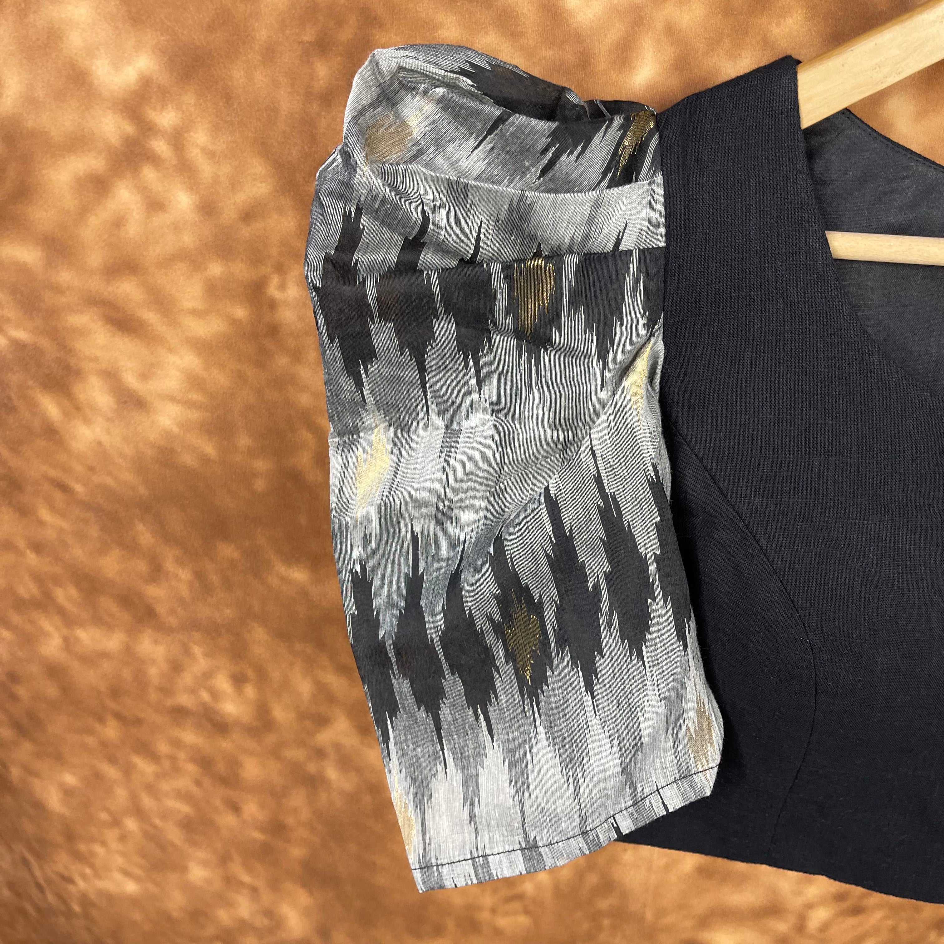 Aurora Black Black Coloured Cotton / Chanderi Ready to Wear Blouse - kapda Tailor | Grocsy