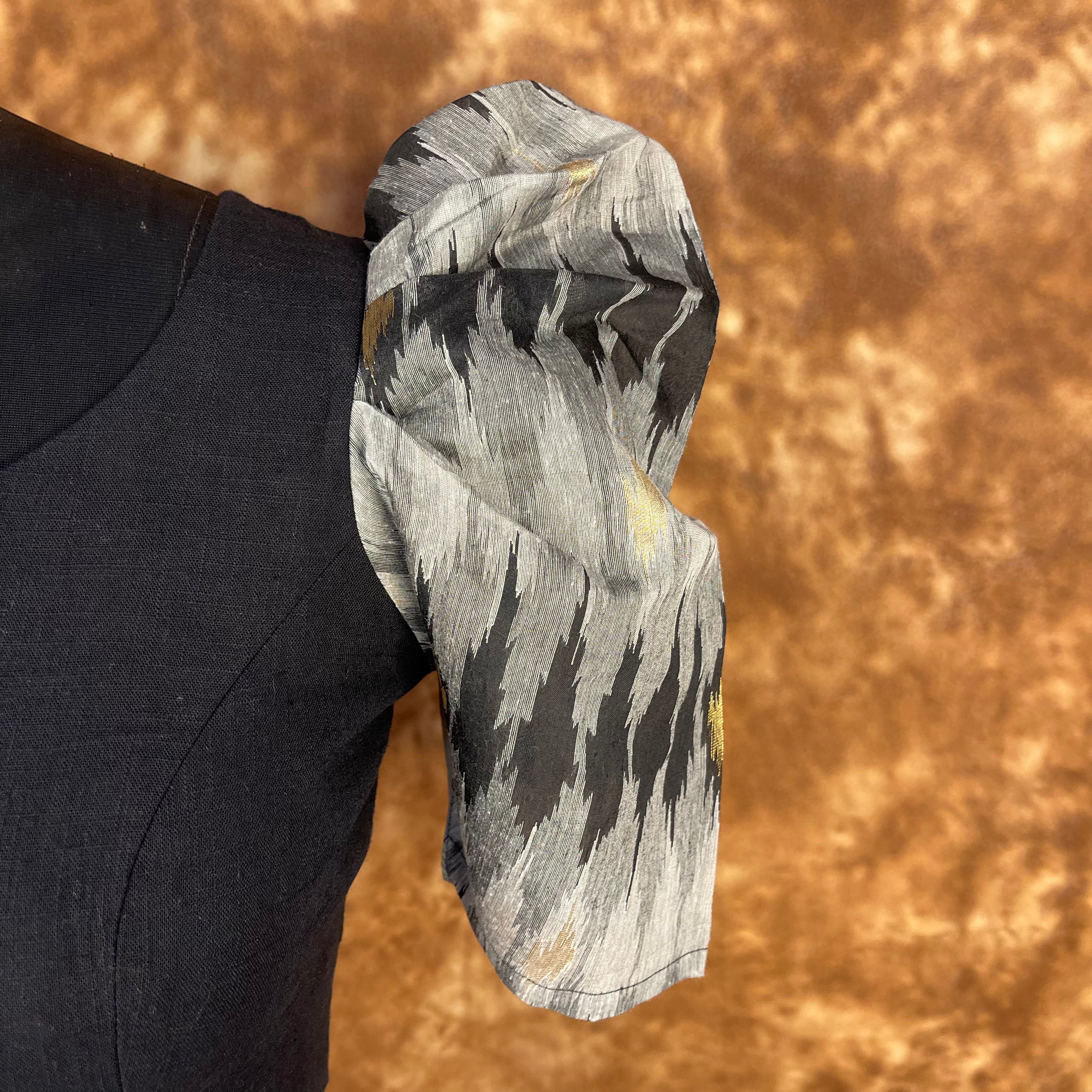Aurora Black Black Coloured Cotton / Chanderi Ready to Wear Blouse - kapda Tailor | Grocsy