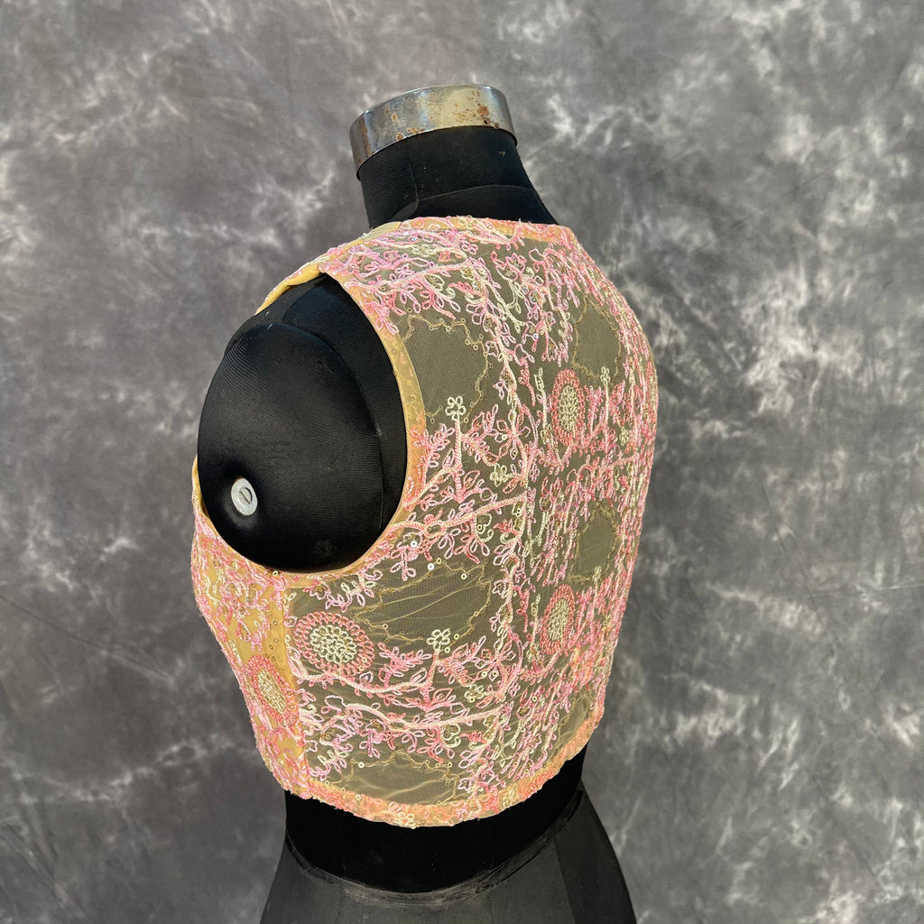 Parchment Pink Pink Coloured Net With Embroidrey Ready to Wear Blouse - kapda Tailor | Grocsy