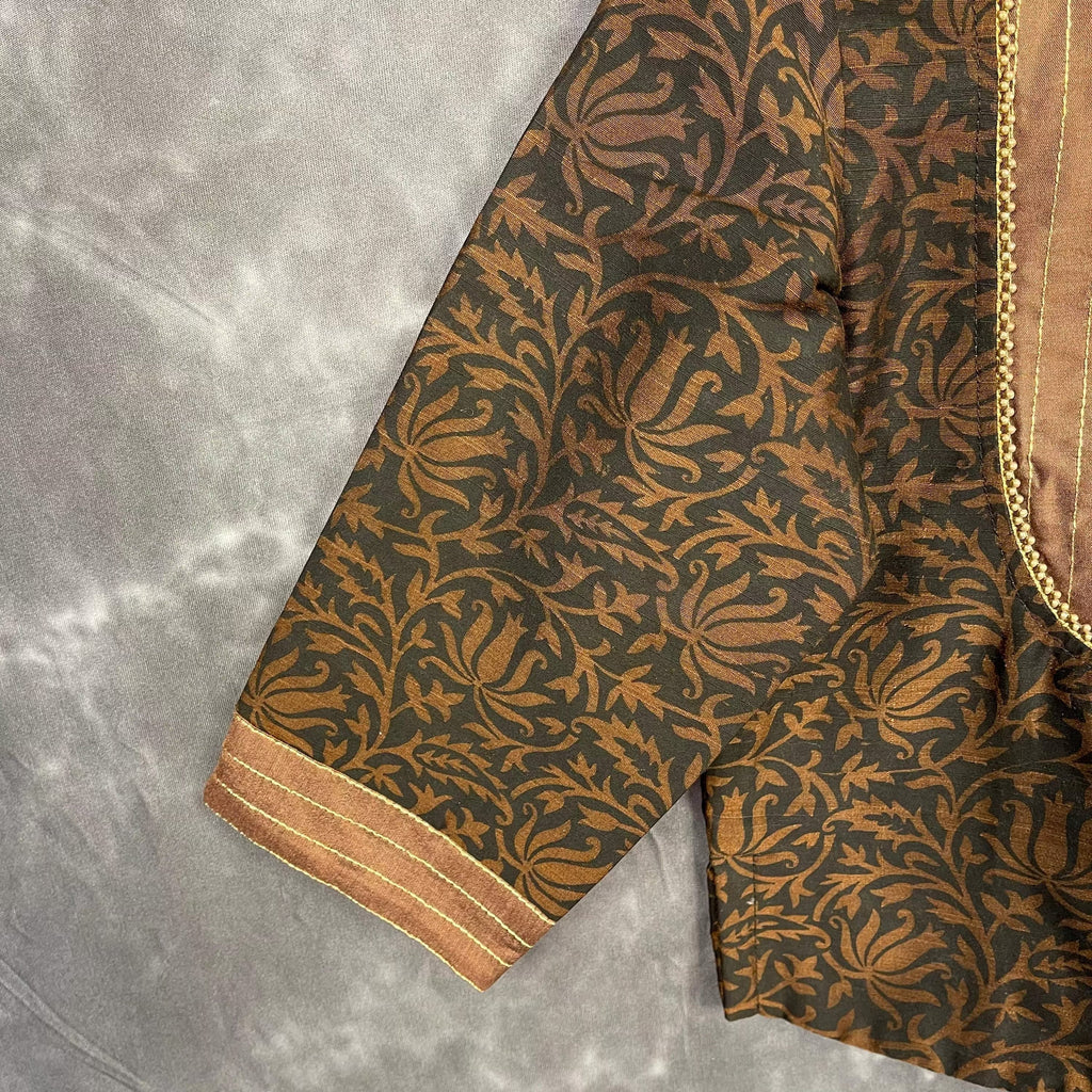 Wood Wish Brown Coloured Cotton Silk Ready to Wear Blouse - kapda Tailor | Grocsy