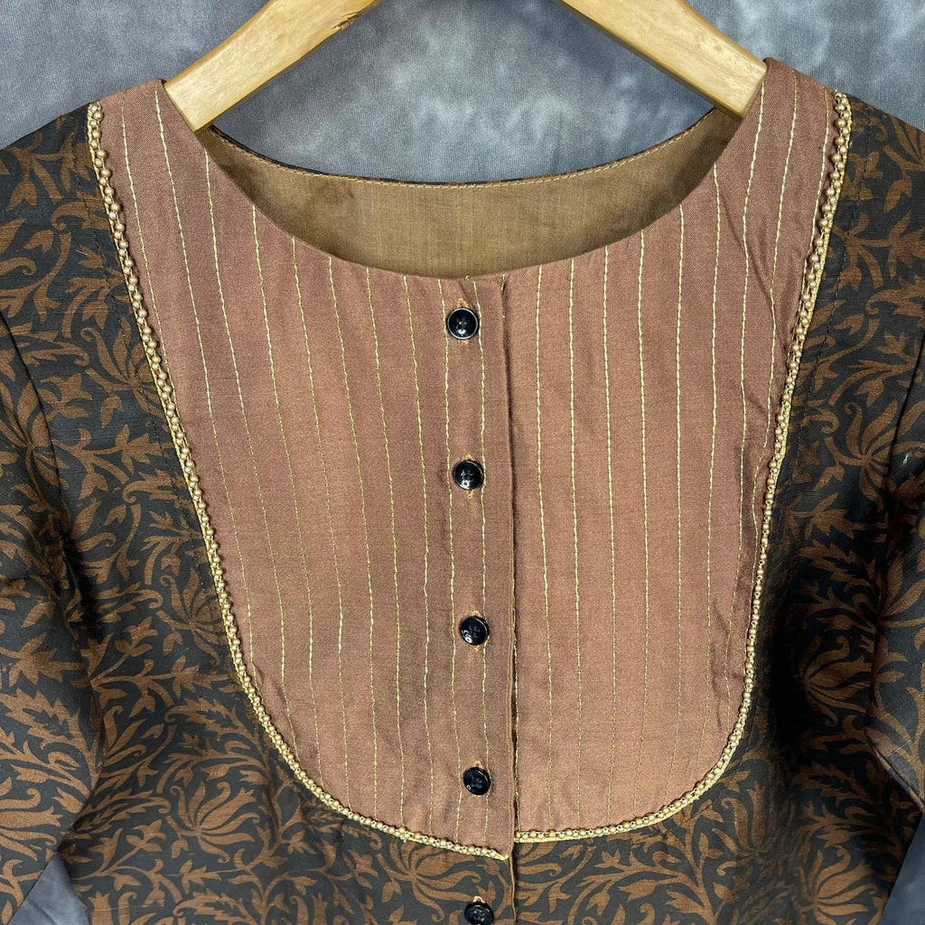 Wood Wish Brown Coloured Cotton Silk Ready to Wear Blouse - kapda Tailor | Grocsy