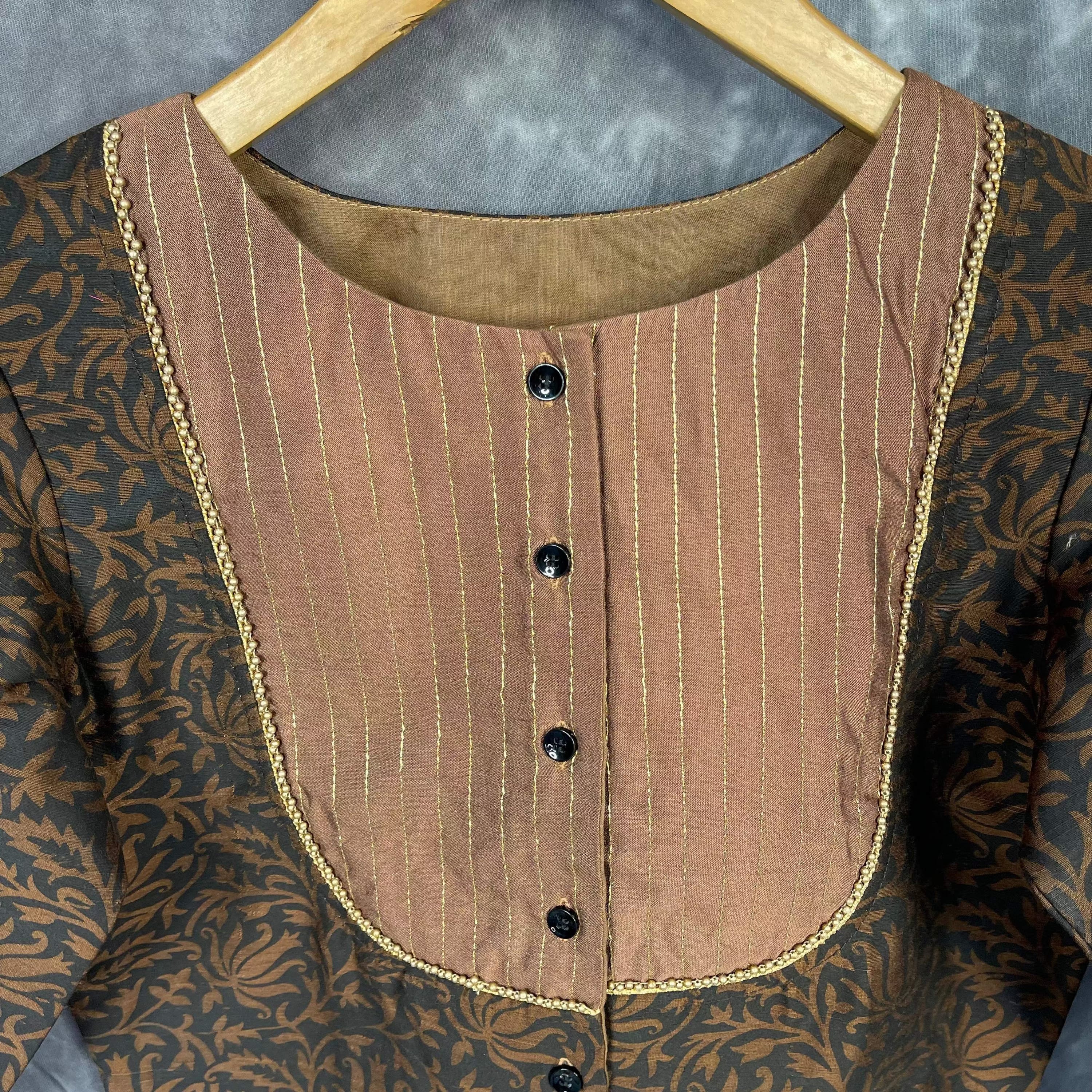 Wood Wish Brown Coloured Cotton Silk Ready to Wear Blouse - kapda Tailor | Grocsy