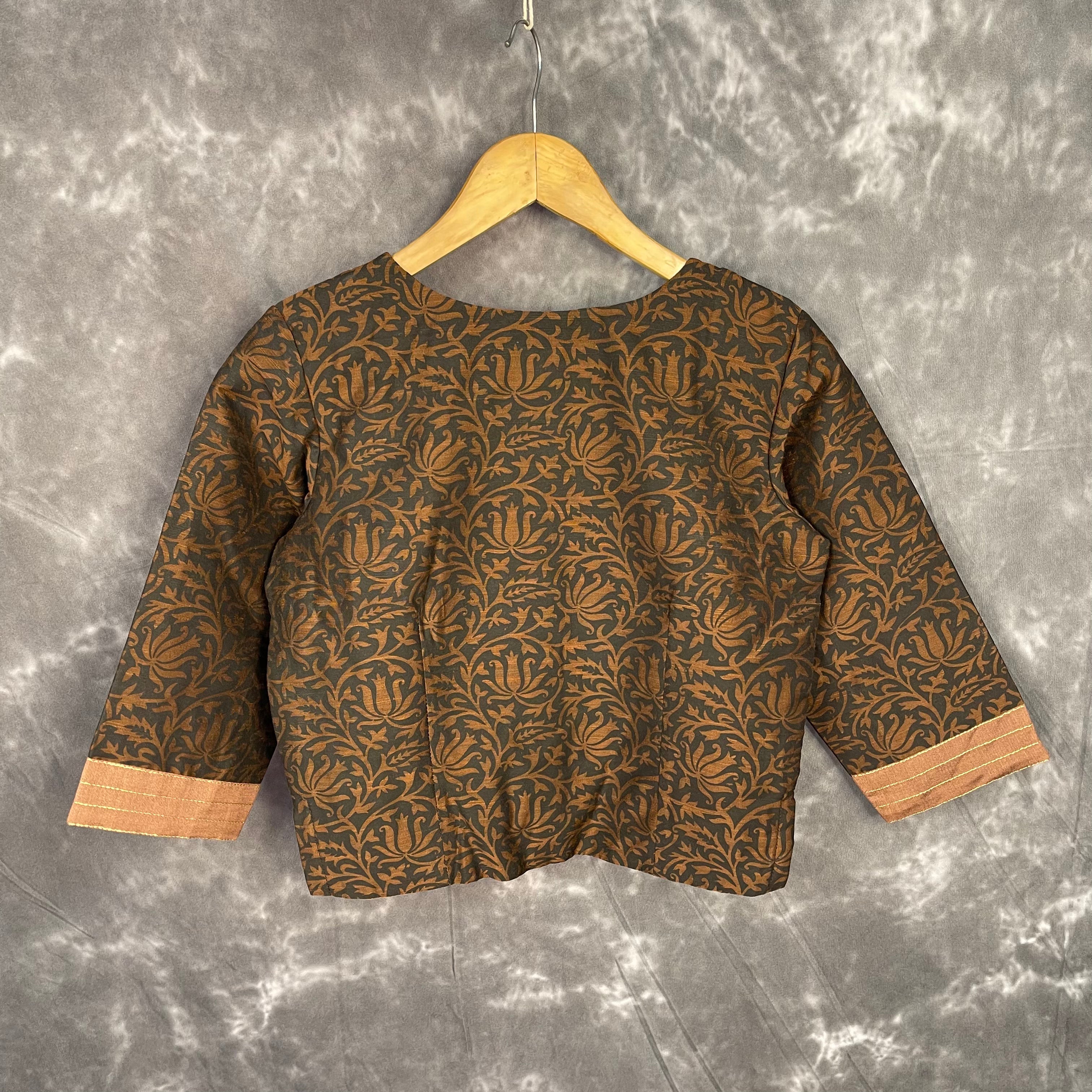 Wood Wish Brown Coloured Cotton Silk Ready to Wear Blouse - kapda Tailor | Grocsy